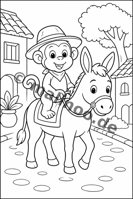 Esel Malbuch 20 Ausmalbilder PDF Download – Vorschaubild 5