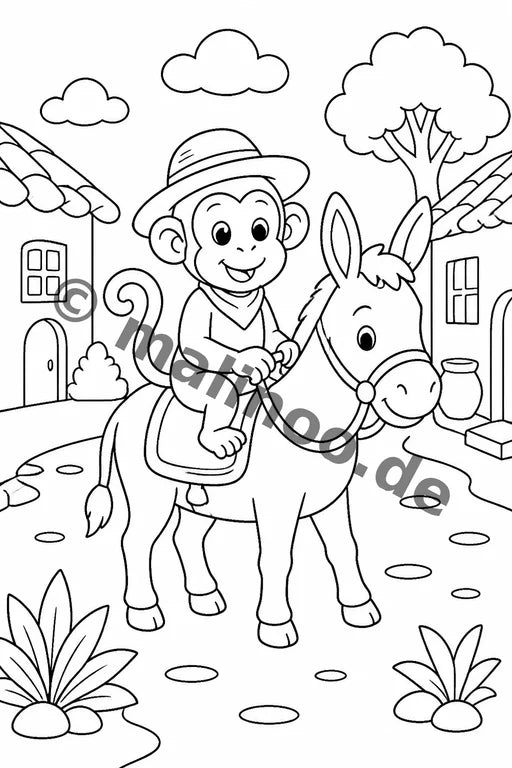 Esel Malbuch 20 Ausmalbilder PDF Download – Vorschaubild 5