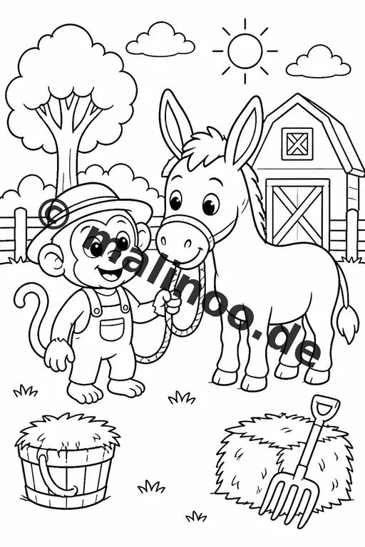 Esel Malbuch 50 Ausmalbilder gedruckt, ungebunden – Vorschaubild 4