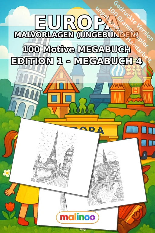 Europa Malbuch 100 Ausmalbilder gedruckt, ungebunden – Cover