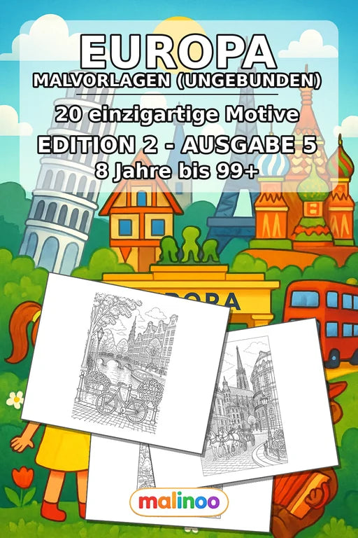 Europa Malbuch 20 Ausmalbilder gedruckt+lose – Cover