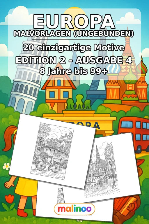 Europa Malbuch 20 Ausmalbilder gedruckt+lose – Cover