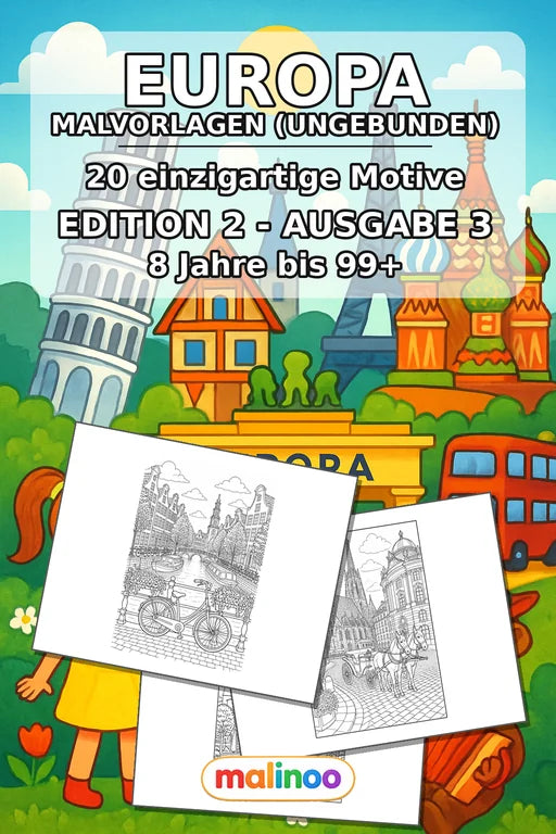 Europa Malbuch 20 Ausmalbilder gedruckt+lose – Cover