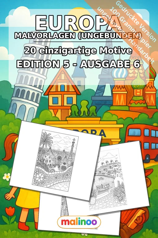 Europa Malbuch 20 Ausmalbilder gedruckt, ungebunden – Cover