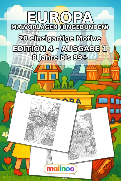 Europa Malbuch 20 Ausmalbilder gedruckt+lose – Cover