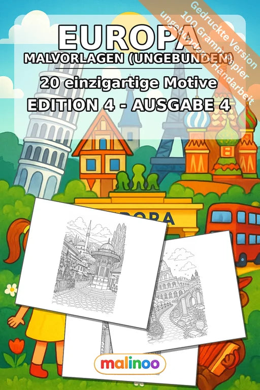 Europa Malbuch 20 Ausmalbilder gedruckt, ungebunden – Cover
