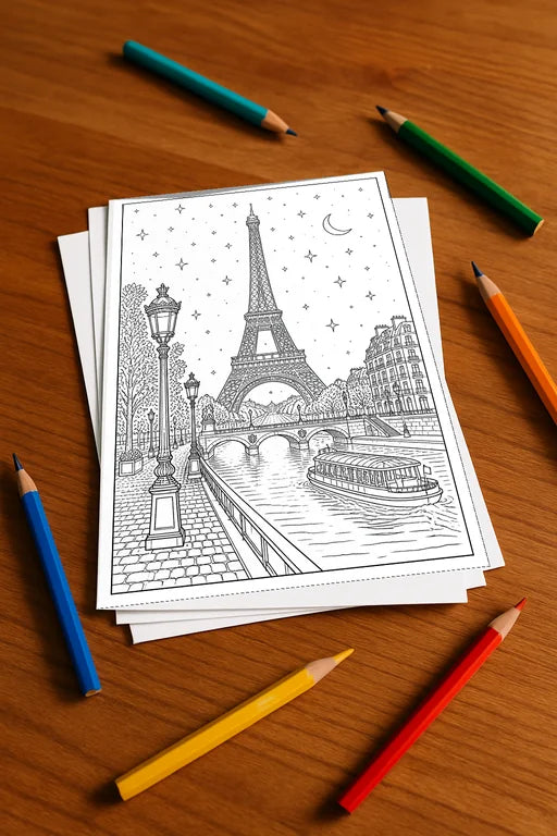 Europa Malbuch 20 Ausmalbilder gedruckt+lose – Mockup-Ansicht