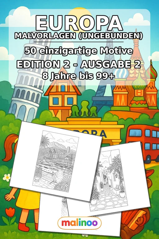 Europa Malbuch 50 Ausmalbilder gedruckt+lose – Cover