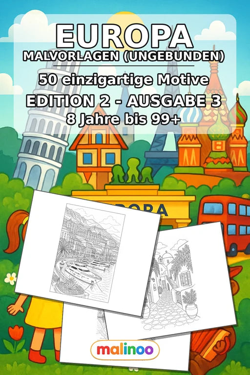 Europa Malbuch 50 Ausmalbilder gedruckt+lose – Cover
