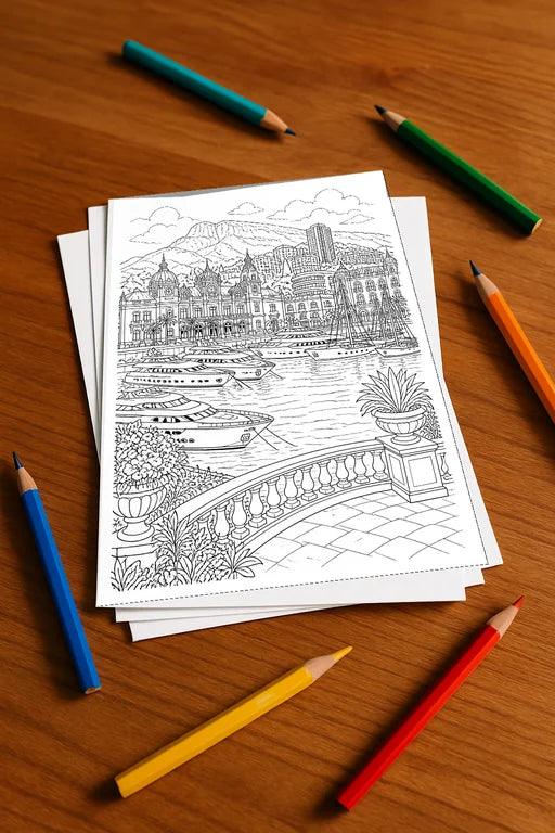 Europa Malbuch 50 Ausmalbilder gedruckt+lose – Mockup-Ansicht