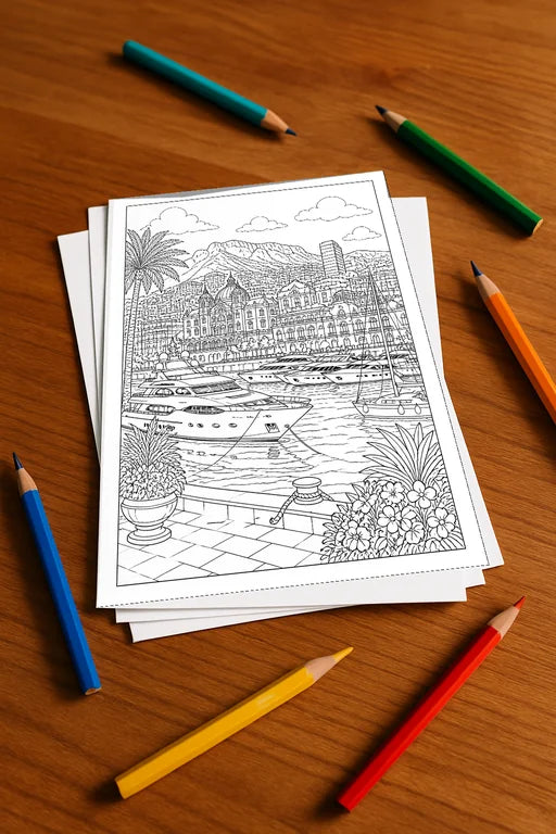 Europa Malbuch 50 Ausmalbilder gedruckt+lose – Mockup-Ansicht