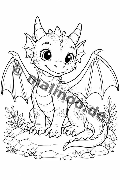 Fabelwesen Malbuch 20 Ausmalbilder gedruckt+gebunden – Vorschaubild 2