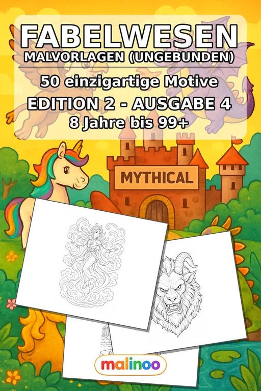 Fabelwesen Malbuch 50 Ausmalbilder gedruckt+lose – Cover