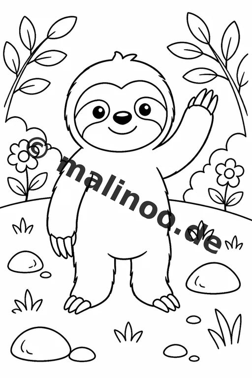 Faultiere Malbuch 100 Ausmalbilder PDF Download digital – Vorschaubild 1