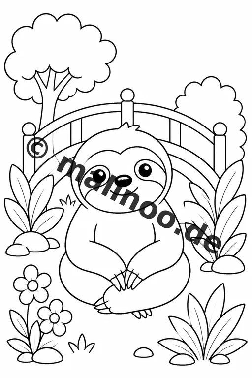 Faultiere Malbuch 100 Ausmalbilder PDF Download digital – Vorschaubild 5