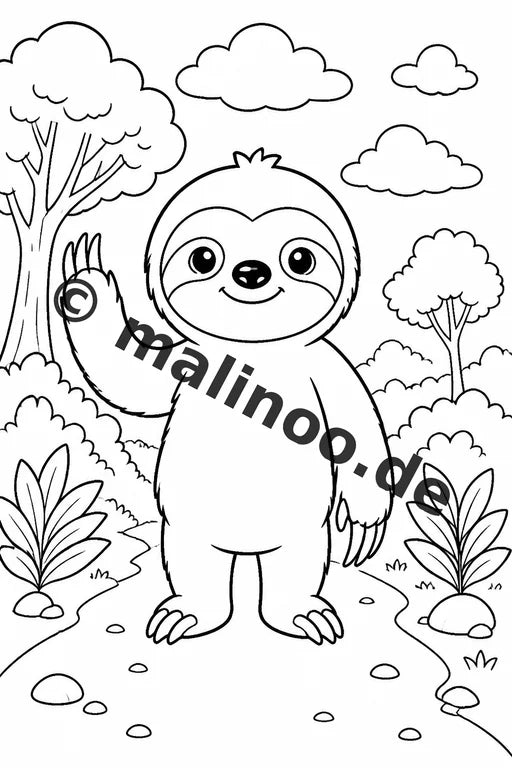 Faultiere Malbuch 100 Ausmalbilder gedruckt und gebunden – Vorschaubild 2