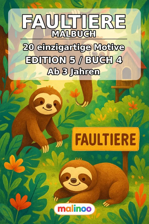 Faultiere Malbuch 20 Ausmalbilder PDF Download – Cover