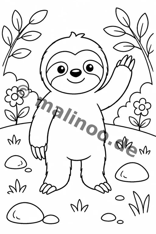 Faultiere Malbuch 20 Ausmalbilder PDF Download – Vorschaubild 1