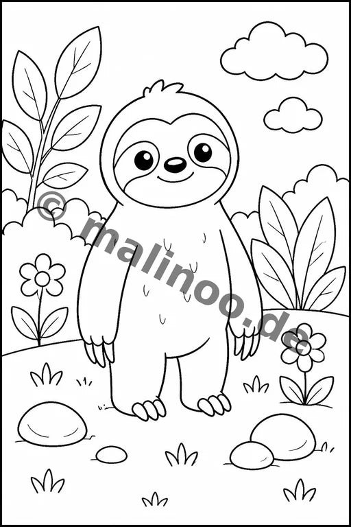 Faultiere Malbuch 20 Ausmalbilder PDF Download – Vorschaubild 1
