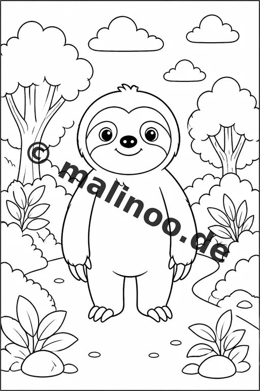 Faultiere Malbuch 20 Ausmalbilder PDF Download digital – Vorschaubild 2