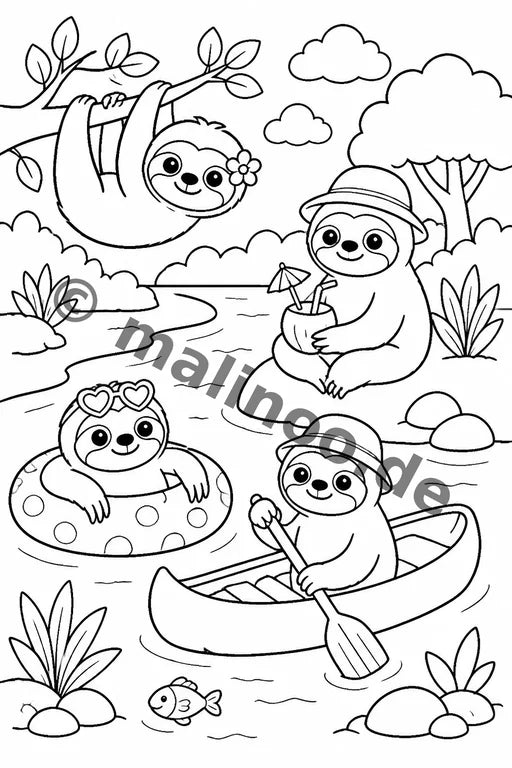 Faultiere Malbuch 20 Ausmalbilder PDF Download – Vorschaubild 2