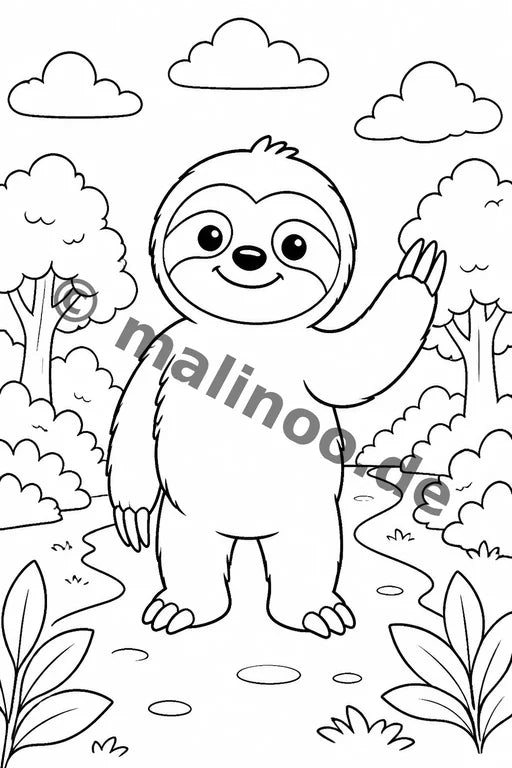 Faultiere Malbuch 20 Ausmalbilder PDF Download – Vorschaubild 3