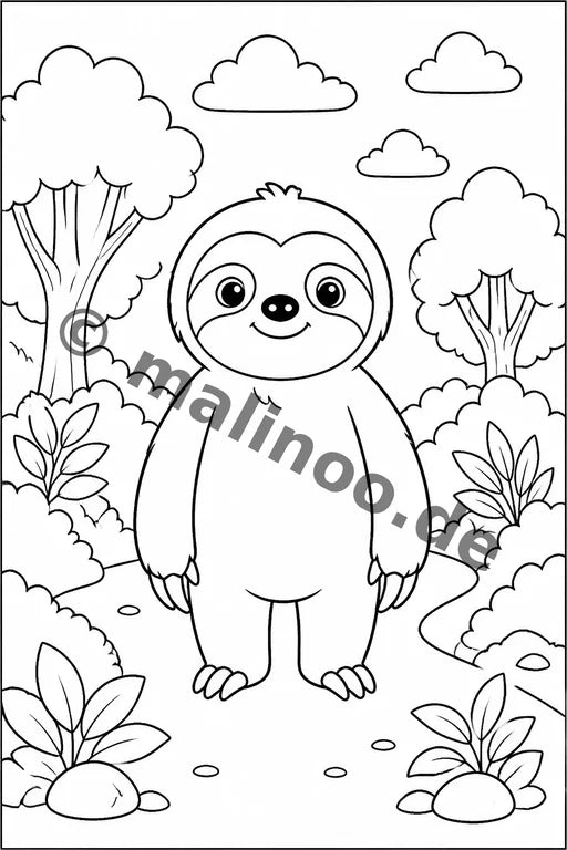 Faultiere Malbuch 20 Ausmalbilder PDF Download – Vorschaubild 3