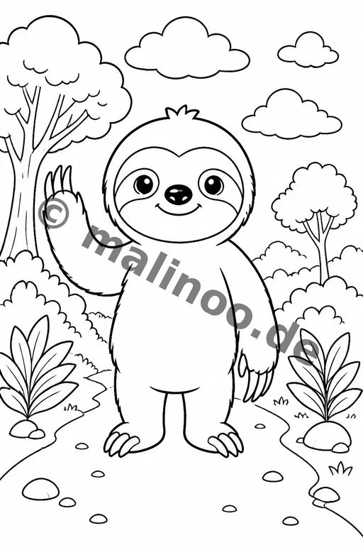 Faultiere Malbuch 20 Ausmalbilder PDF Download – Vorschaubild 3