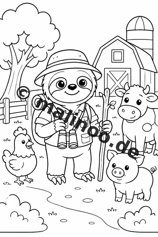 Faultiere Malbuch 20 Ausmalbilder PDF Download digital – Vorschaubild 4