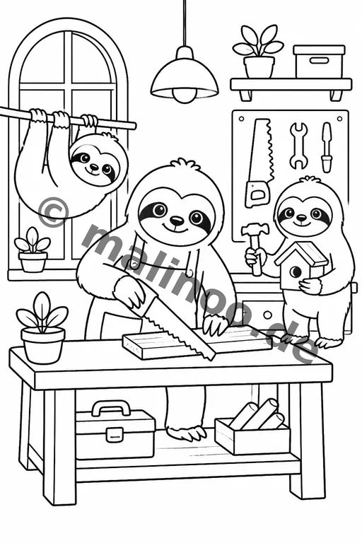 Faultiere Malbuch 20 Ausmalbilder PDF Download – Vorschaubild 4