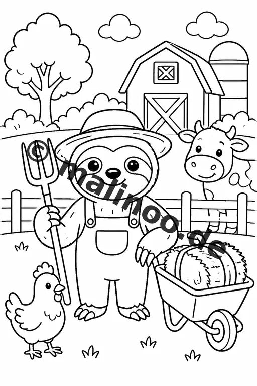 Faultiere Malbuch 20 Ausmalbilder PDF Download digital – Vorschaubild 4