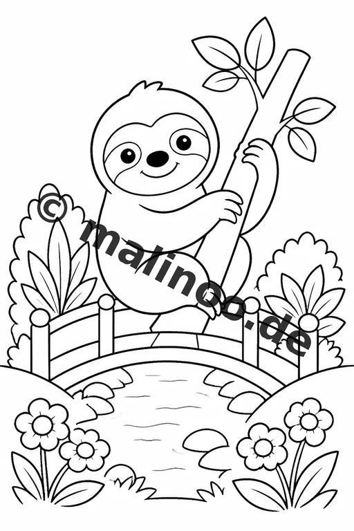 Faultiere Malbuch 20 Ausmalbilder PDF Download digital – Vorschaubild 5