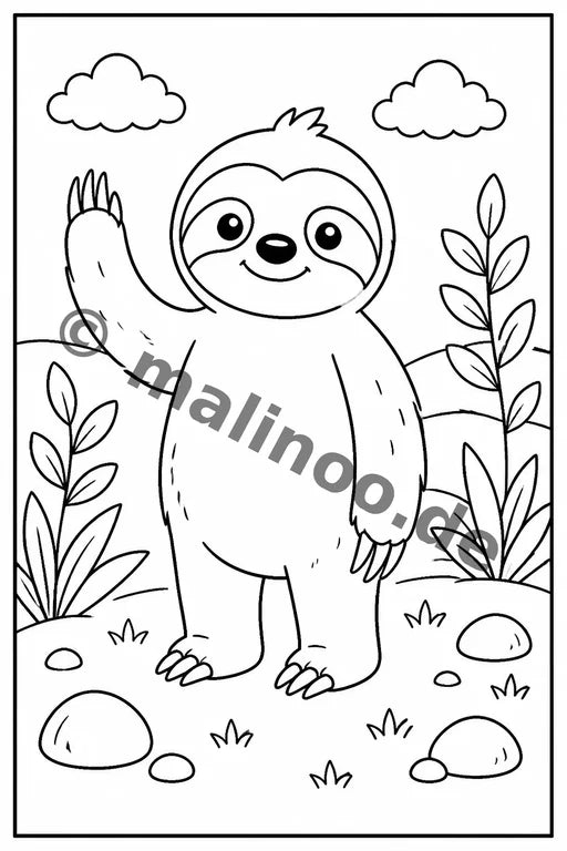 Faultiere Malbuch 20 Ausmalbilder gedruckt+gebunden – Vorschaubild 1
