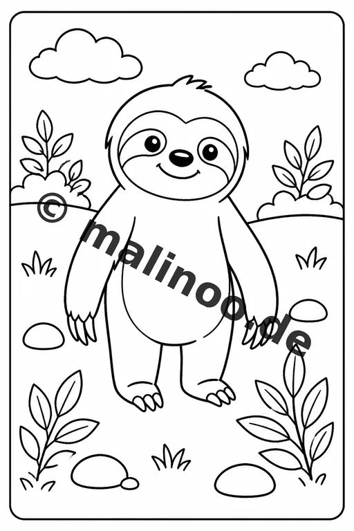 Faultiere Malbuch 20 Ausmalbilder gedruckt und gebunden – Vorschaubild 1