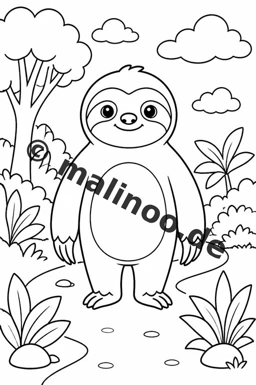 Faultiere Malbuch 20 Ausmalbilder gedruckt und gebunden – Vorschaubild 2