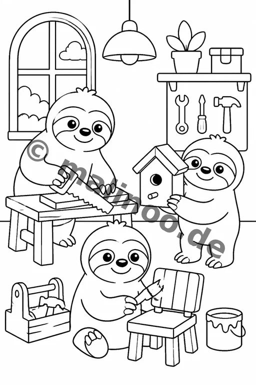 Faultiere Malbuch 20 Ausmalbilder gedruckt+gebunden – Vorschaubild 4