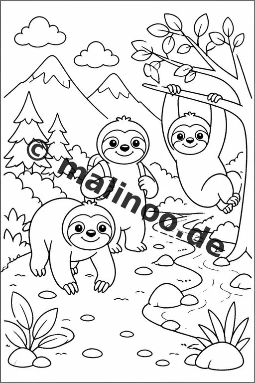 Faultiere Malbuch 20 Ausmalbilder gedruckt und gebunden – Vorschaubild 6