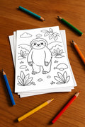 Faultiere Malbuch 20 Ausmalbilder gedruckt+lose – Mockup-Ansicht