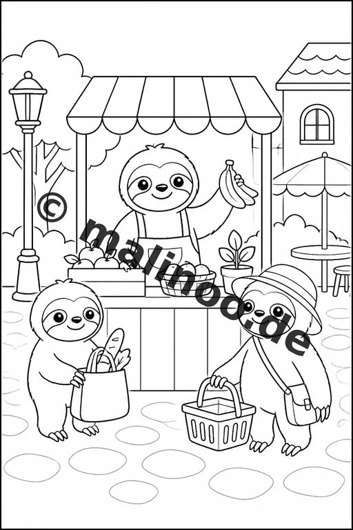 Faultiere Malbuch 20 Ausmalbilder gedruckt, ungebunden – Vorschaubild 10