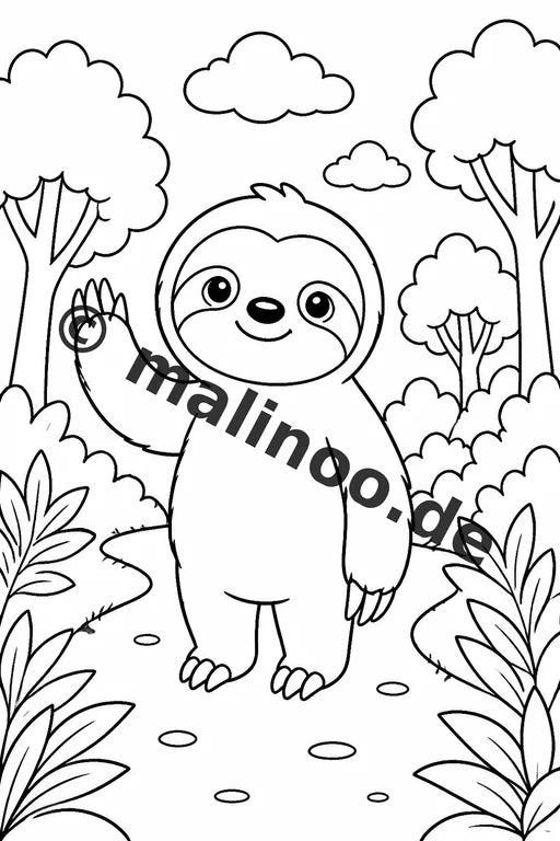 Faultiere Malbuch 20 Ausmalbilder gedruckt, ungebunden – Vorschaubild 2