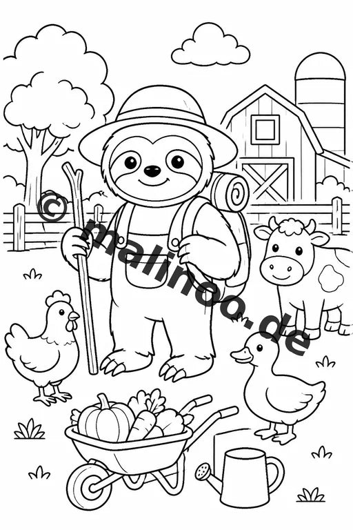 Faultiere Malbuch 20 Ausmalbilder gedruckt, ungebunden – Vorschaubild 4
