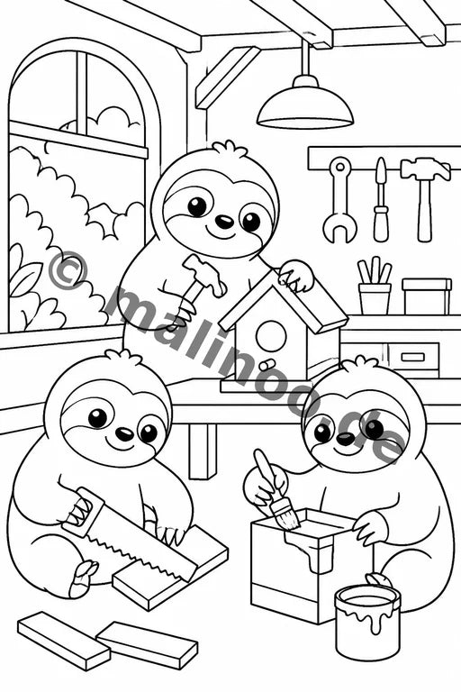 Faultiere Malbuch 20 Ausmalbilder gedruckt+lose – Vorschaubild 4