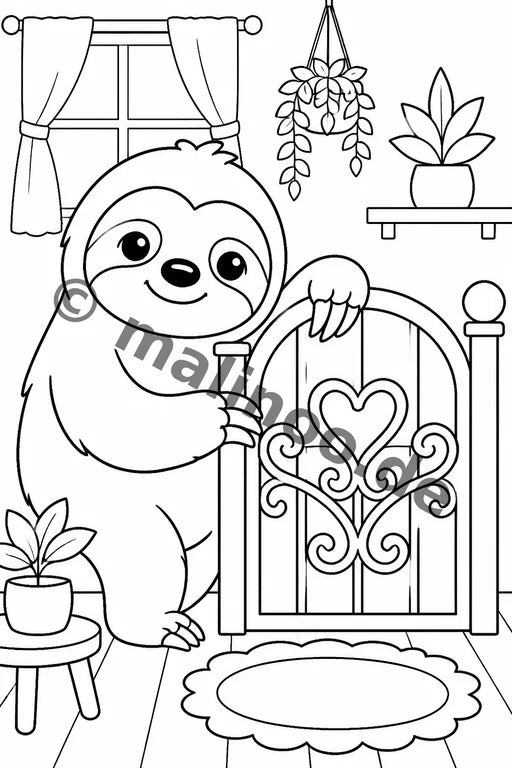 Faultiere Malbuch 20 Ausmalbilder gedruckt+lose – Vorschaubild 6
