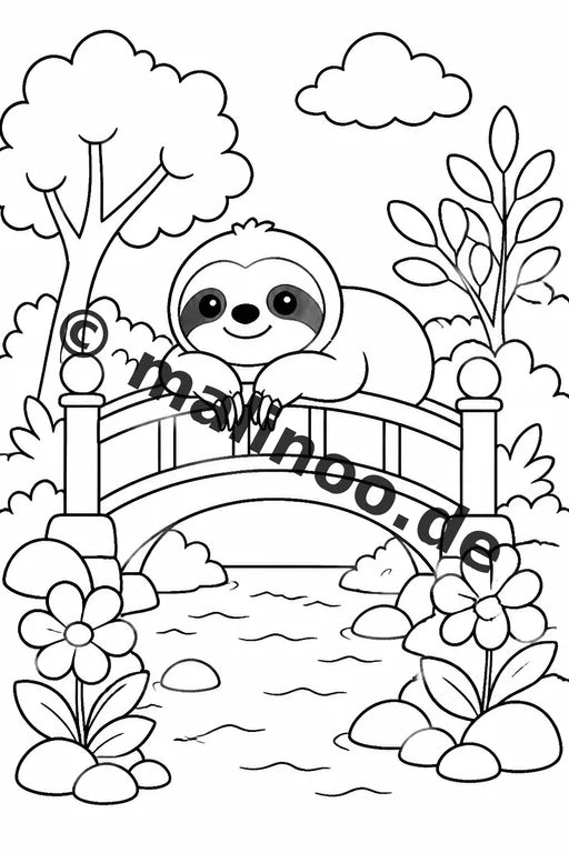 Faultiere Malbuch 20 Ausmalbilder gedruckt, ungebunden – Vorschaubild 8