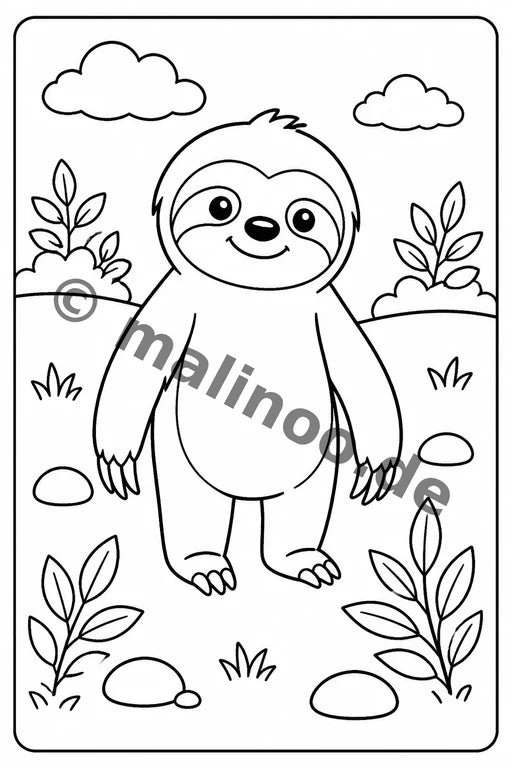 Faultiere Malbuch 50 Ausmalbilder PDF Download – Vorschaubild 1
