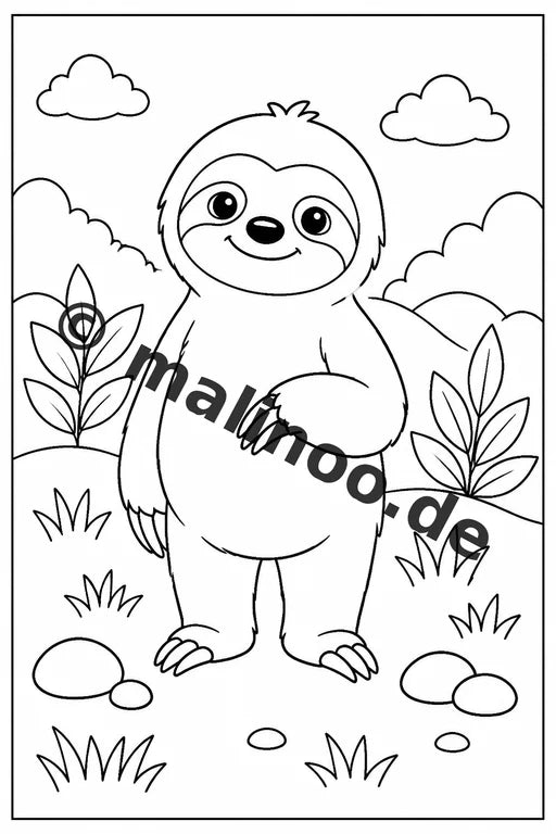 Faultiere Malbuch 50 Ausmalbilder PDF Download digital – Vorschaubild 1
