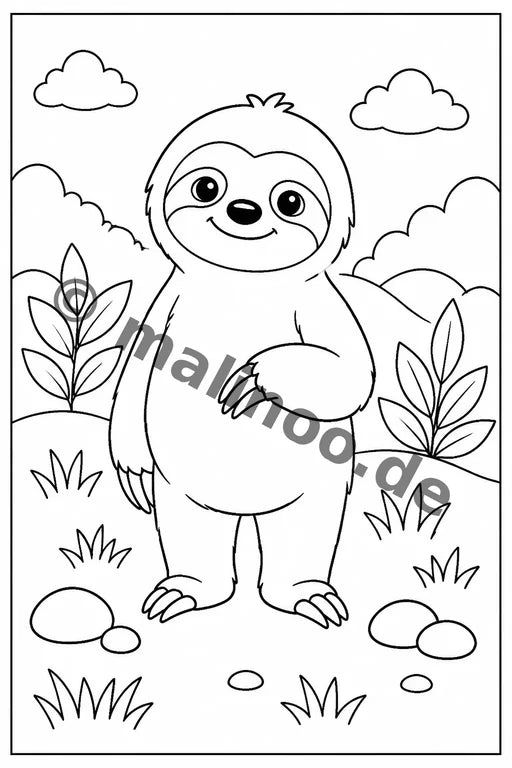 Faultiere Malbuch 50 Ausmalbilder PDF Download – Vorschaubild 1