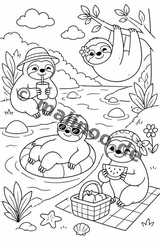 Faultiere Malbuch 50 Ausmalbilder PDF Download – Vorschaubild 2