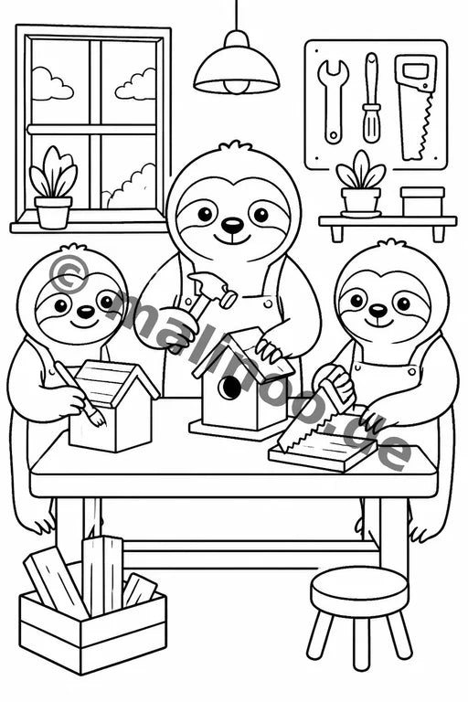 Faultiere Malbuch 50 Ausmalbilder PDF Download – Vorschaubild 4