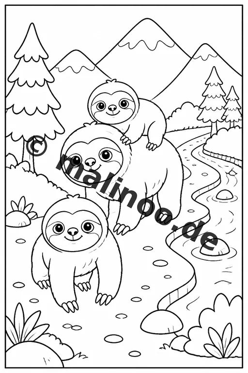 Faultiere Malbuch 50 Ausmalbilder gedruckt und gebunden – Vorschaubild 6